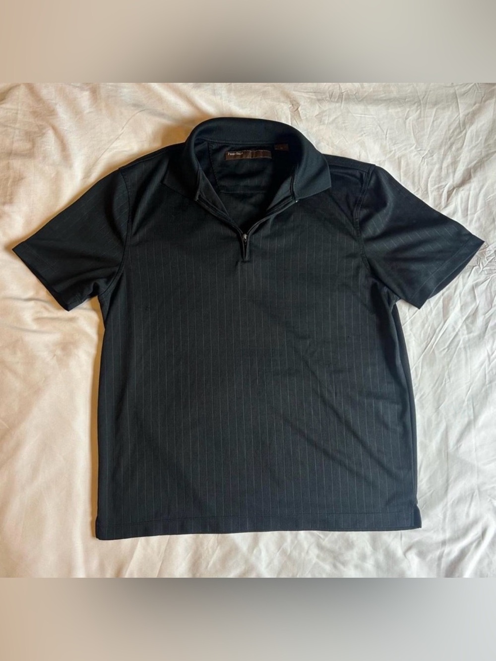 Vintage Perry Ellis Black Pinstripe Polo – Size Medium